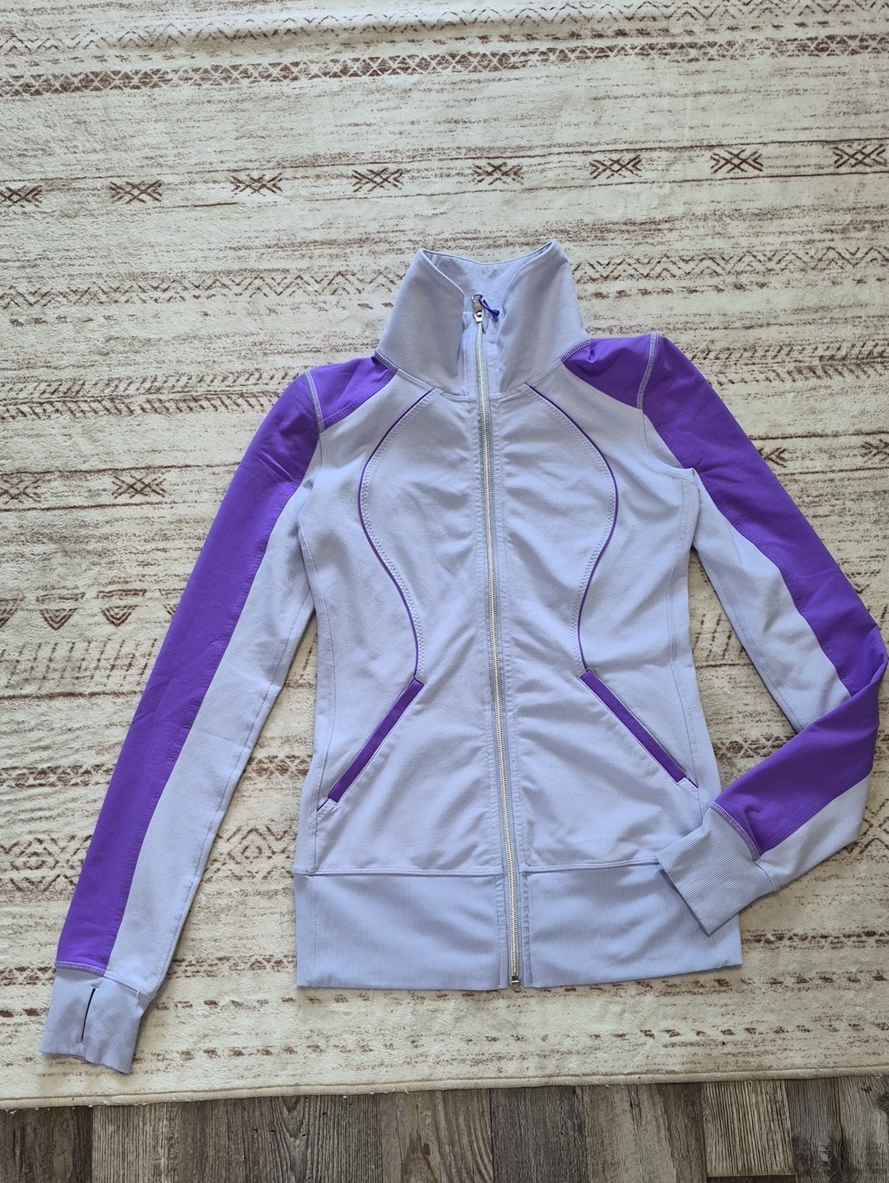 lululemon athletica Light Gray and Purple Zip-Front Bomber Jacket